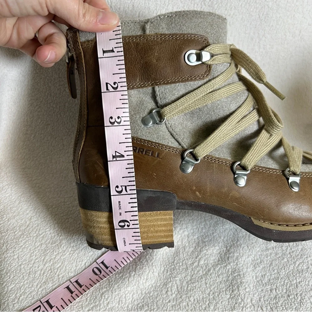Merrell Shiloh II Brown Leather Boots Women’s 10 Casual Ankle Boots Lace Up